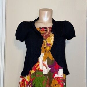 Grace womens Cardigan Medium top knit black cropped ruffle